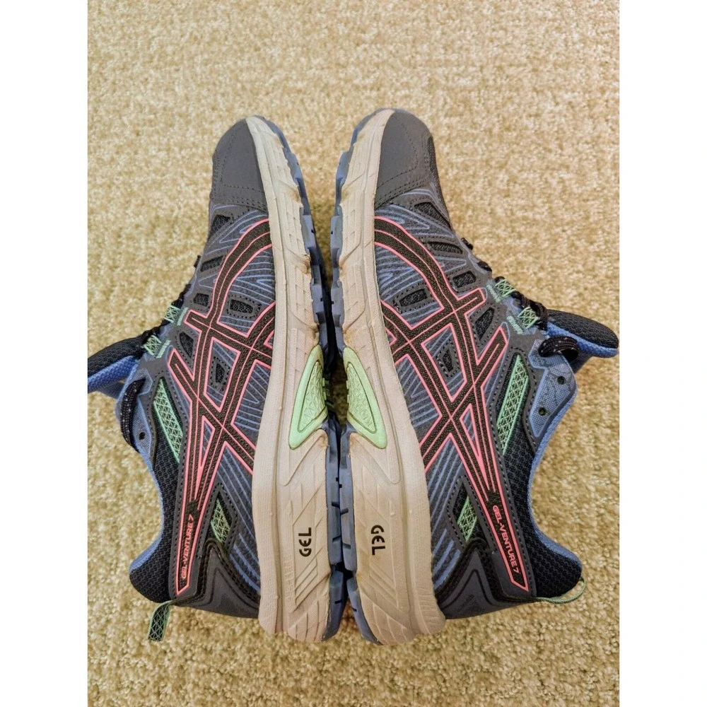 Asics Shoes Gel Venture 7 Womens Running Sneakers Blue Pink D12A476